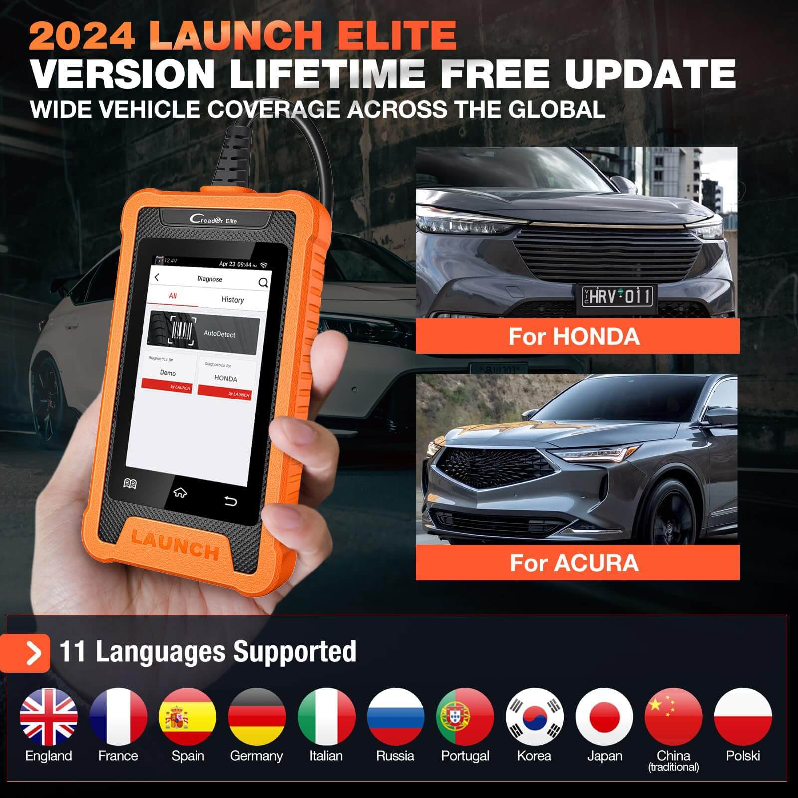 LAUNCH X431 Creader Elite For HONDA OBD2 Scanner Bi directional Diagnostic Tool Professional  Code Reader(Support Acura, Dongfeng Honda, GAC Honda) - Image 3