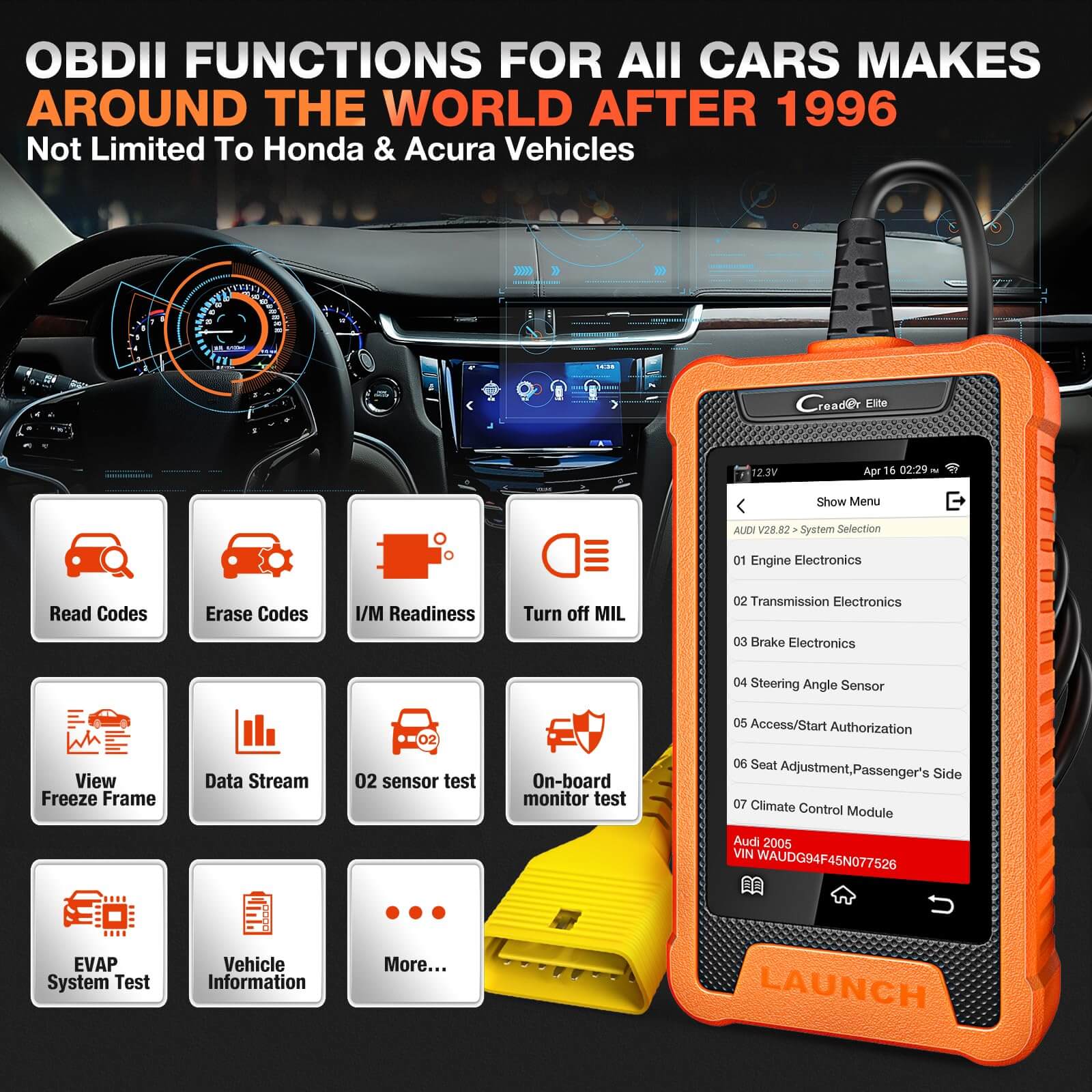 LAUNCH X431 Creader Elite For HONDA OBD2 Scanner Bi directional Diagnostic Tool Professional  Code Reader(Support Acura, Dongfeng Honda, GAC Honda) - Image 5