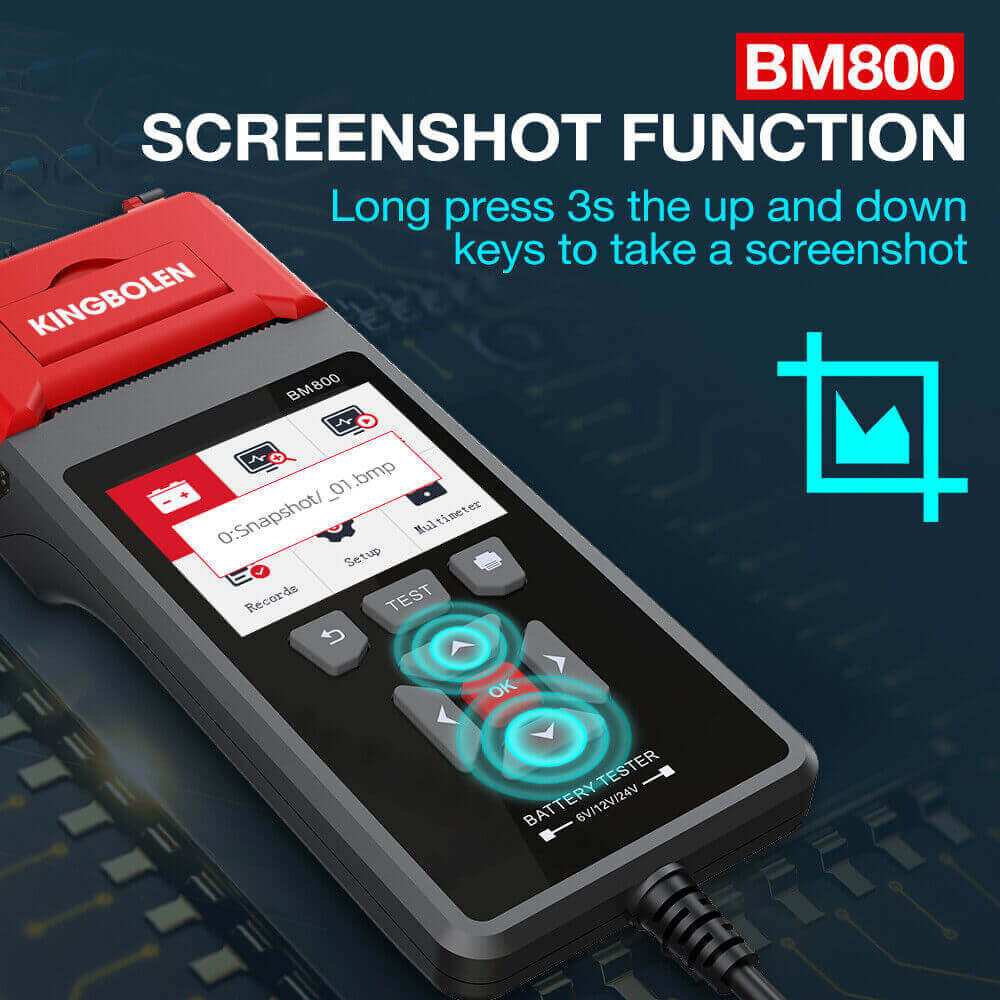 KINGBOLEN® BM800 Car Heavy Duty Truck Battery Tester 6V12V24V Cranking Charging Test With Printer - Image 5