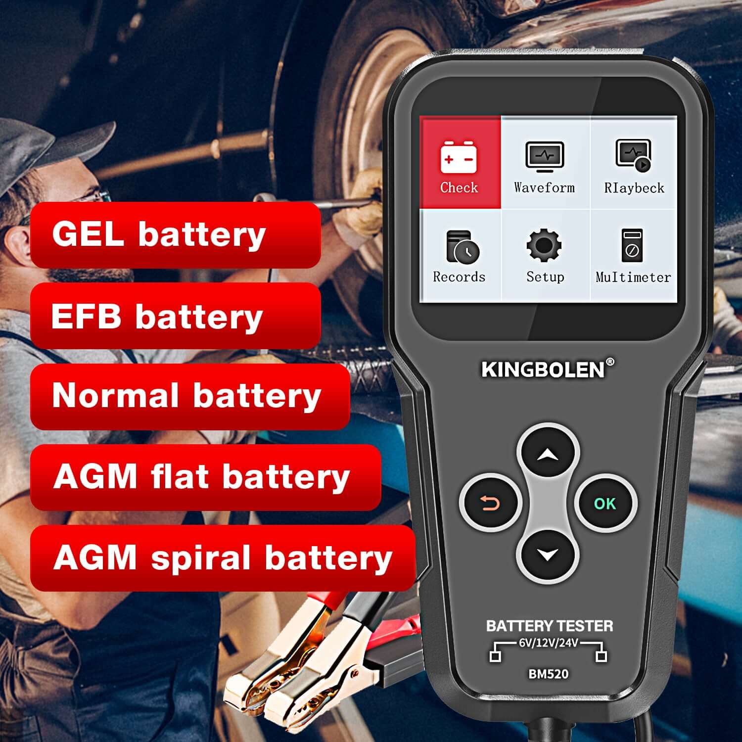 KINGBOLEN® BM520 6V 12V 24V Auto Battery Tester - Image 3