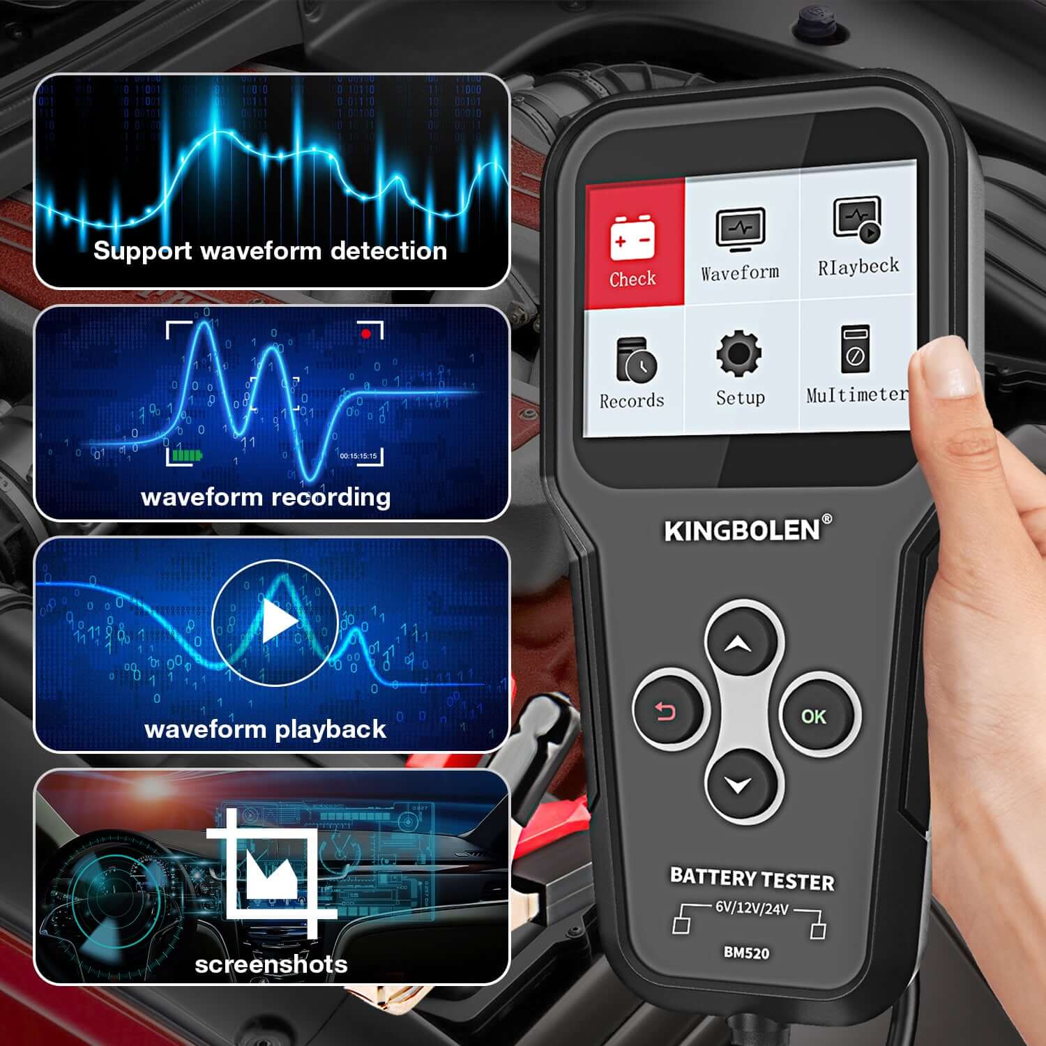 KINGBOLEN® BM520 6V 12V 24V Auto Battery Tester - Image 4
