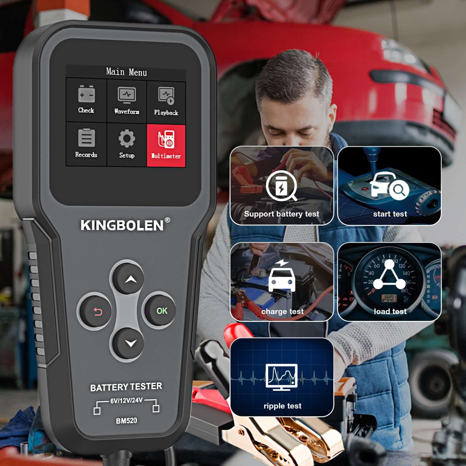 KINGBOLEN® BM520 6V 12V 24V Auto Battery Tester - Image 5