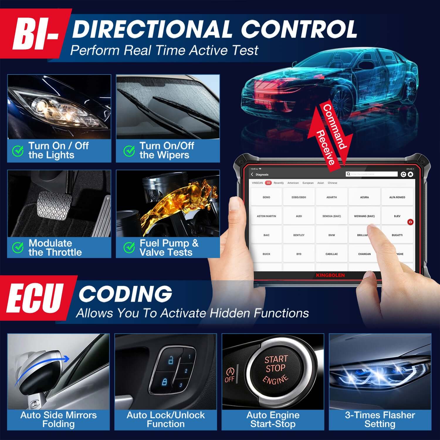 KINGBOLEN® K10 All Systems ECU Coding And Bidirectional Test OBD2 Scanner - Image 4