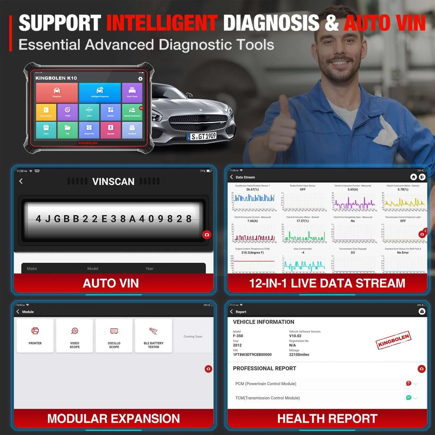 KINGBOLEN® K10 All Systems ECU Coding And Bidirectional Test OBD2 Scanner - Image 6
