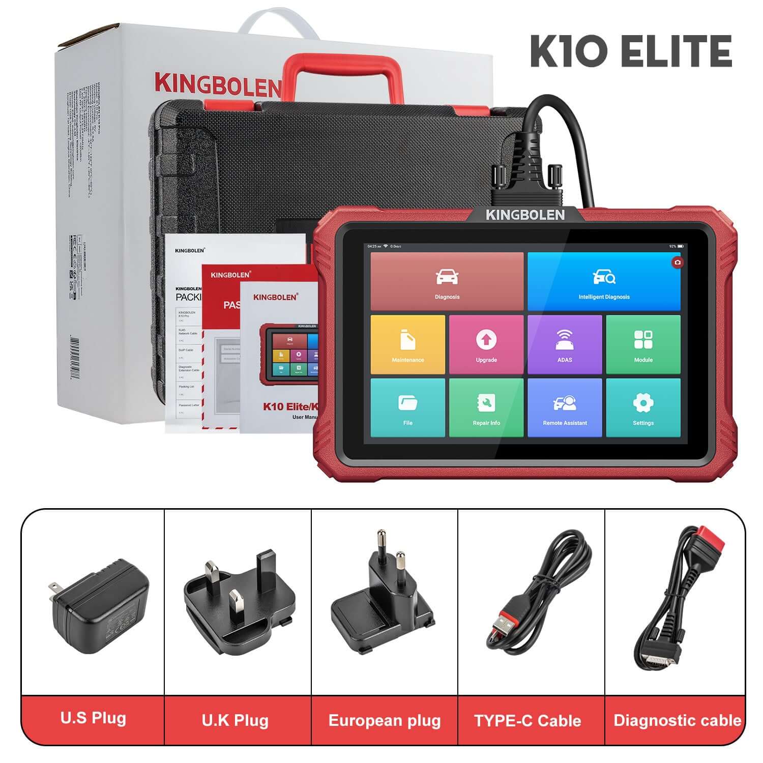 Kingbolen K10 Elite CANFD&Doip Obd2 Scanner 40+ Resets All System Car Diagnostic Tools With ECU Coding Active Test Guide Function - Image 9