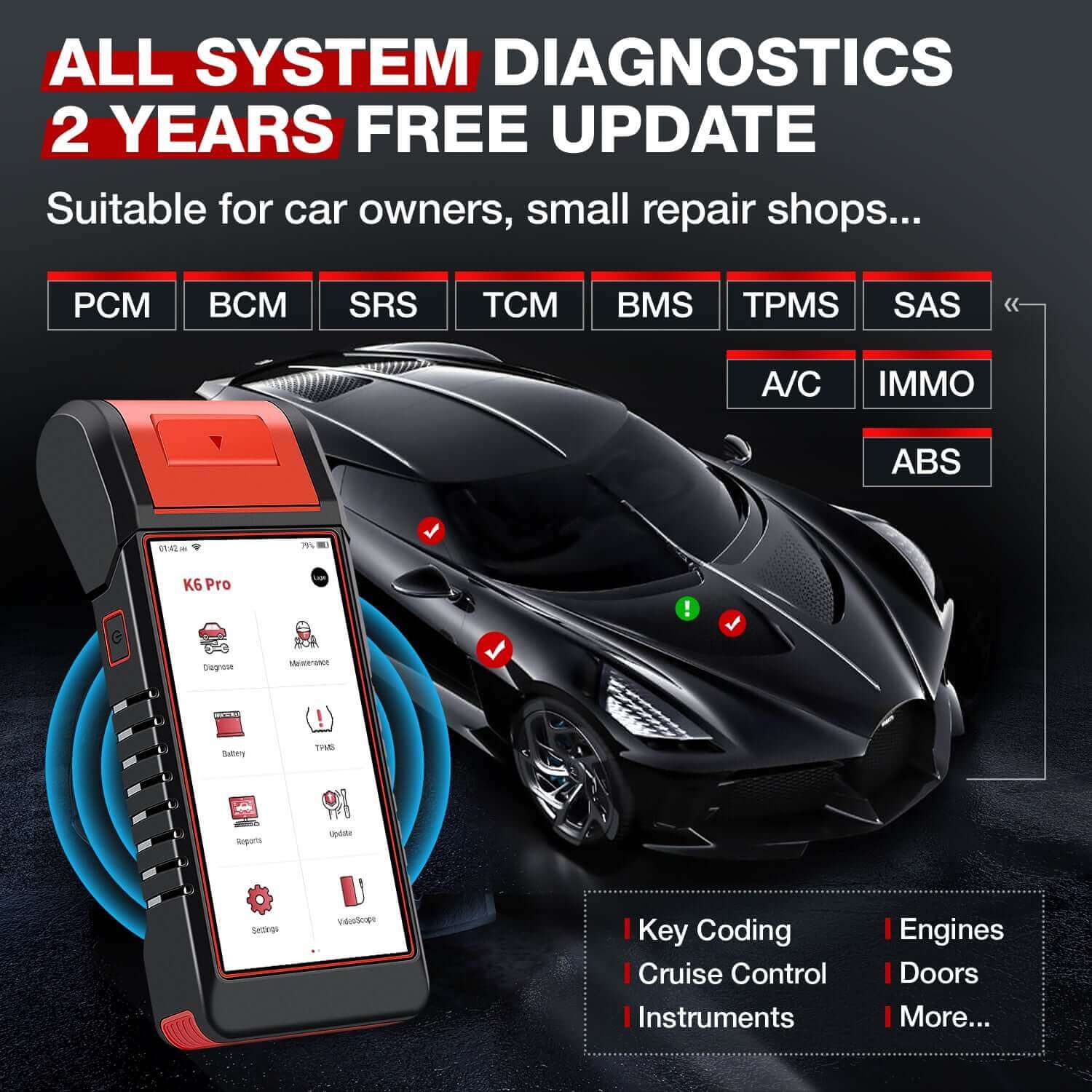 KINGBOLEN® K6 PRO All Systems Battery Tester TPMS Printer Diagnostic Scanner with 2 Years Free update K7 upgrate version - Image 3