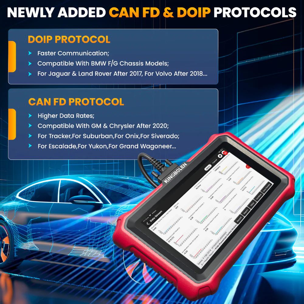 KINGBOLEN K8 Elite OBD2 Scanner Wired Version, Lifetime Free Updates, 8" Diagnostic Tool, ECU Coding, Bi-Directional Control, 34+ Reset Functions, CANFD & DOIP Supported, FCA AutoAuth - Image 10