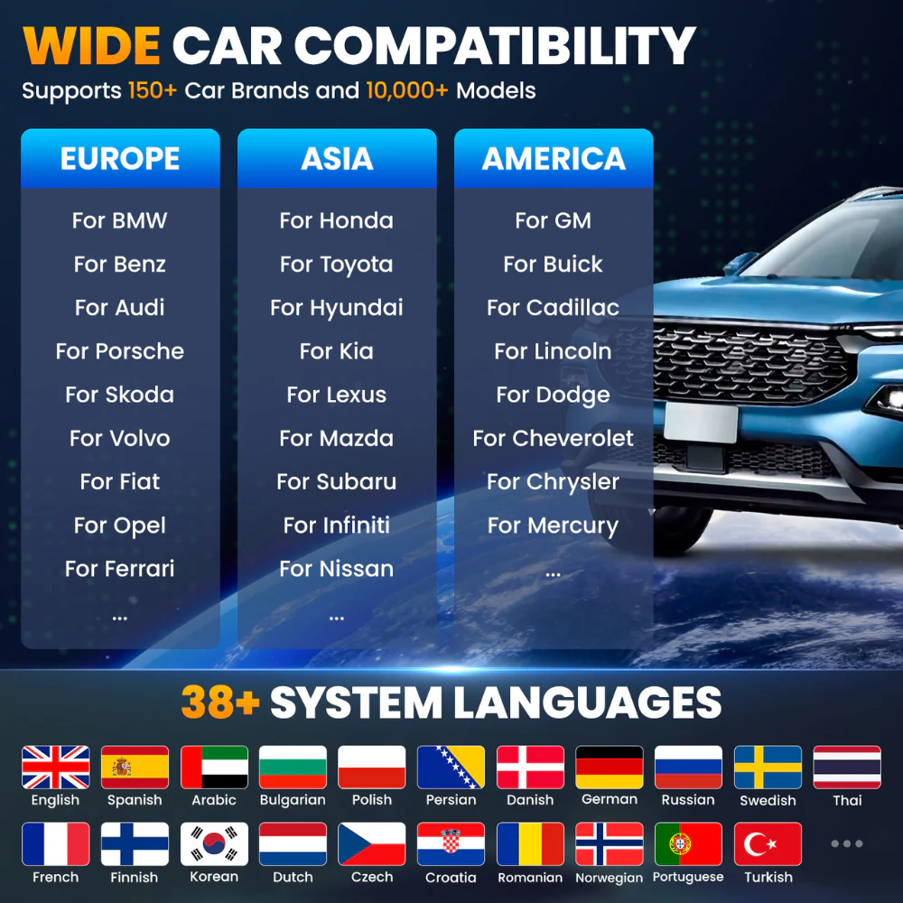 KINGBOLEN K8 Elite OBD2 Scanner Wired Version, Lifetime Free Updates, 8" Diagnostic Tool, ECU Coding, Bi-Directional Control, 34+ Reset Functions, CANFD & DOIP Supported, FCA AutoAuth - Image 11
