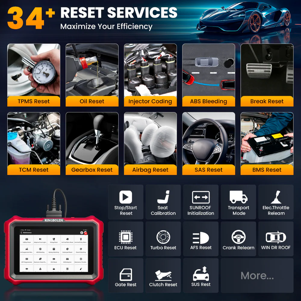 KINGBOLEN K8 Elite OBD2 Scanner Wired Version, Lifetime Free Updates, 8" Diagnostic Tool, ECU Coding, Bi-Directional Control, 34+ Reset Functions, CANFD & DOIP Supported, FCA AutoAuth - Image 8