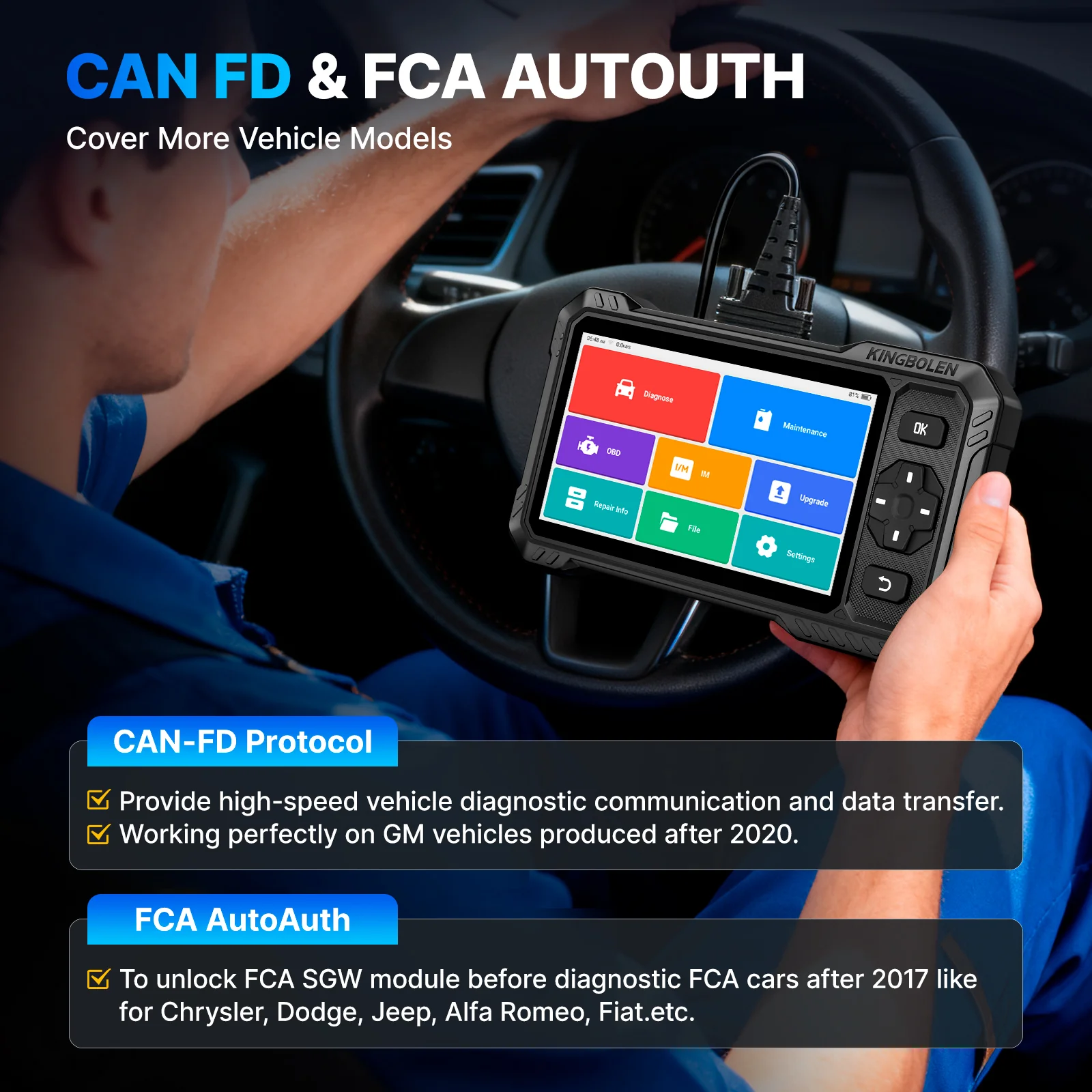 KINGBOLEN S6 ELITE Free Updates Full System Bi-Directional OBD2 Scanner - Image 5