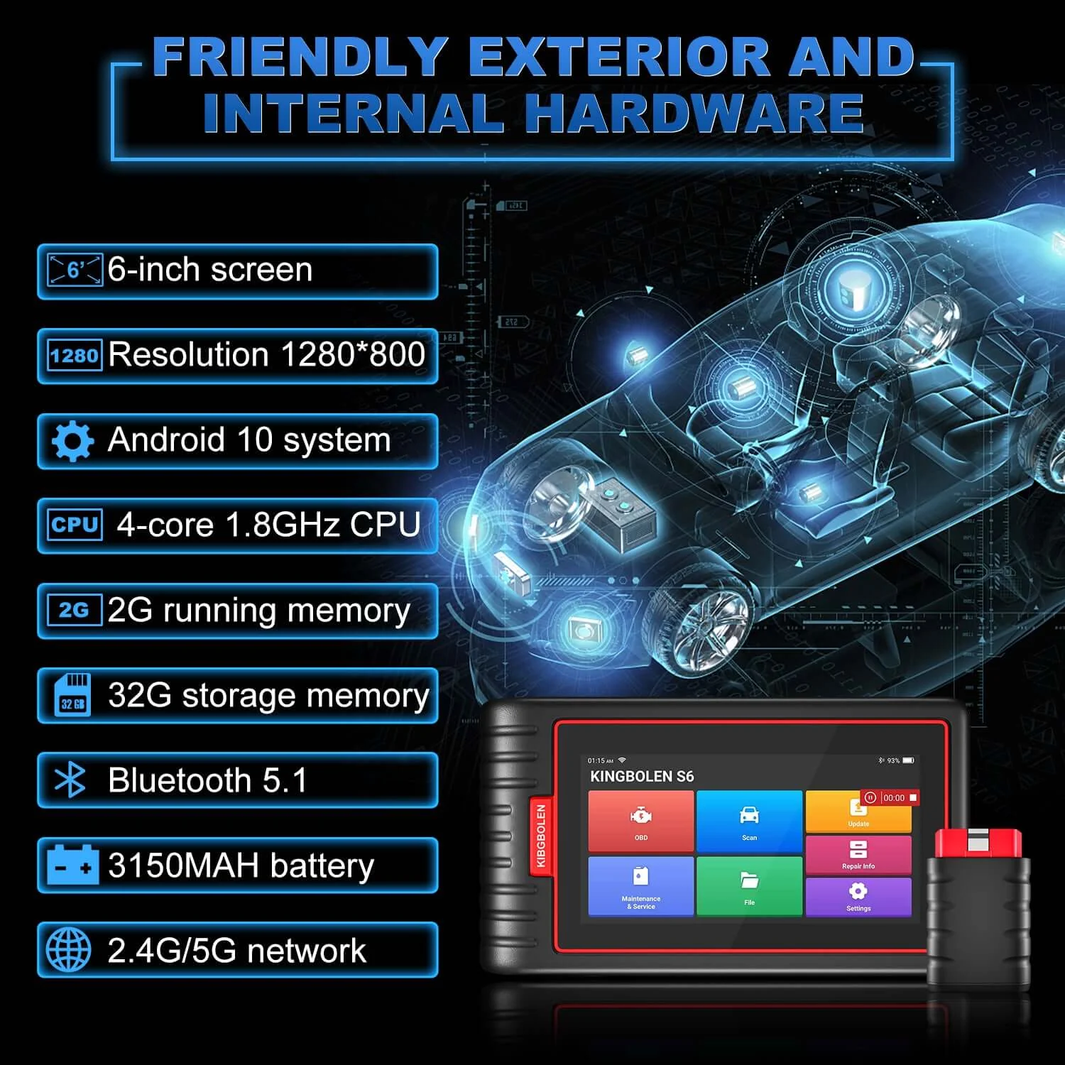 KINGBOLEN® S6 Bluetooth OBD2 Scanner with 28 Reset Functions and Lifetime Free Update - Image 7