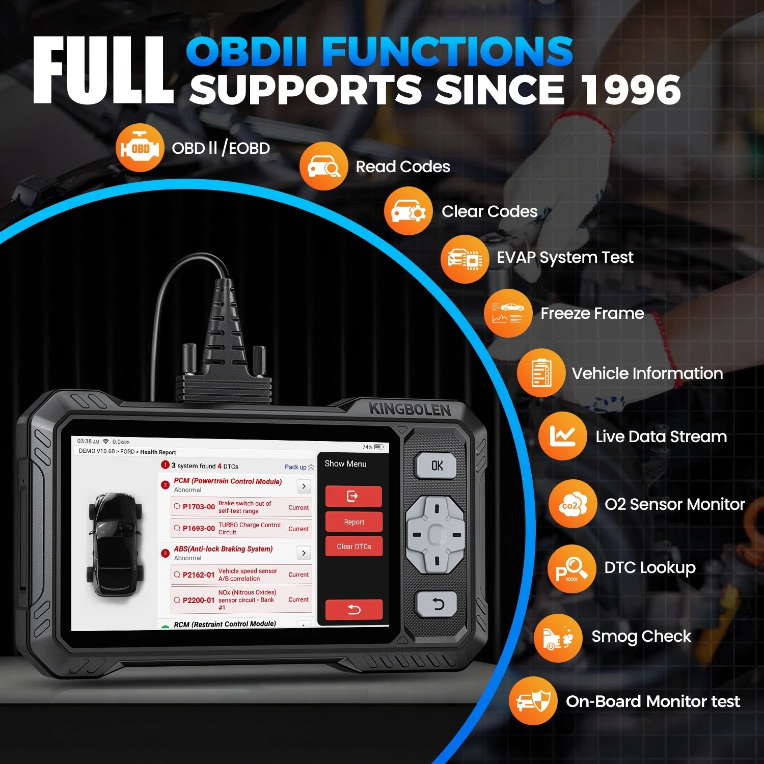 KINGBOLEN S608 Bi-Directional OBD2 Scanner with CAN FD & FCA/SGW Support for Full System Diagnostics and 9 Service Resets, Lifetime Free Update. - Image 5
