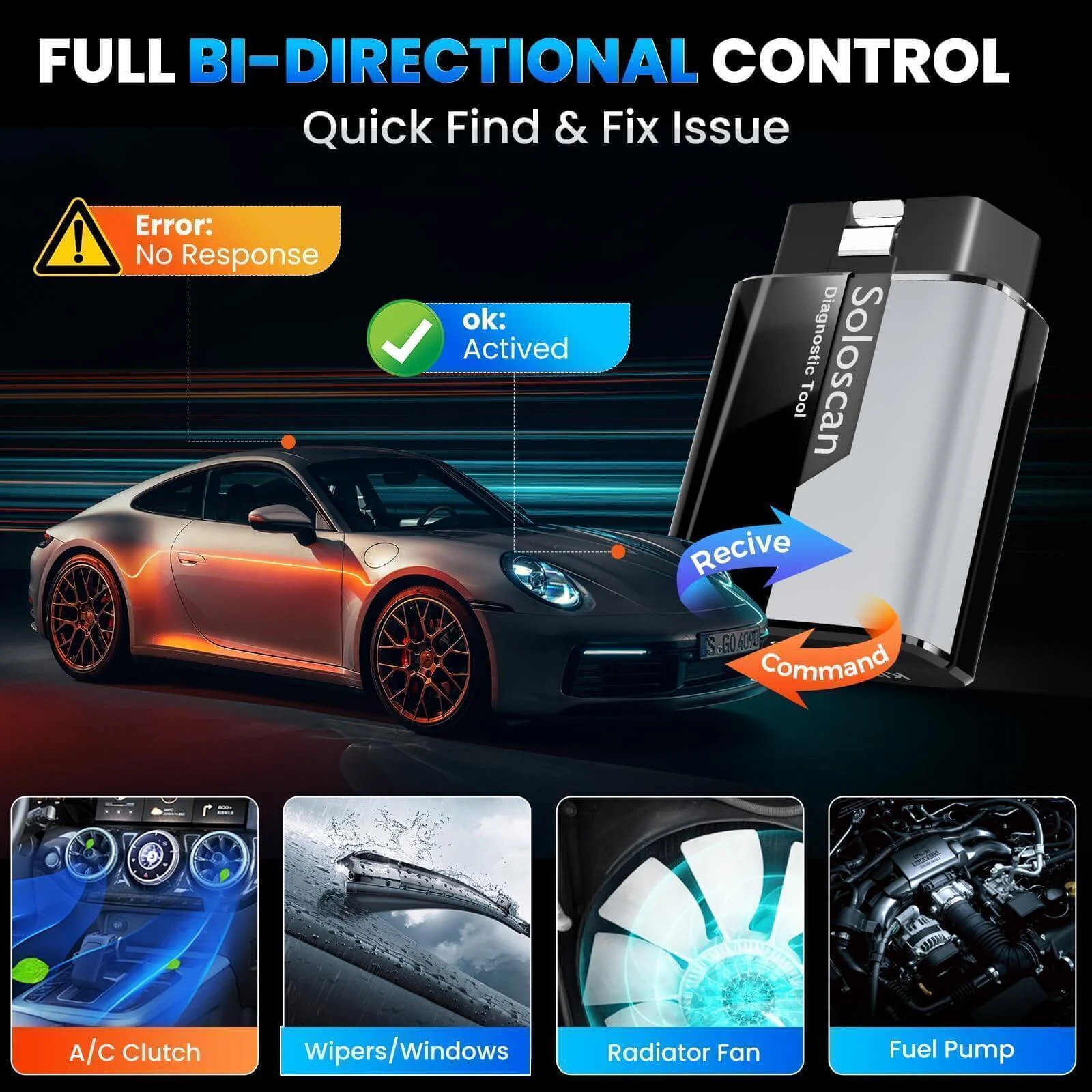 KINGBOLEN SOLOSCAN OBD2 Bluetooth Scanner for GM & Chevrolet– Lifetime Free Updates, Bi-Directional Control, ECU Coding & Full System Diagnostics - Image 7