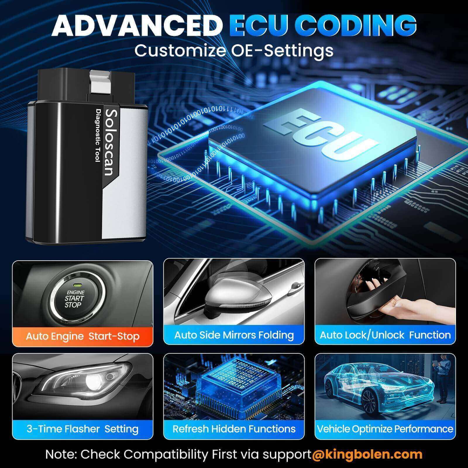 KINGBOLEN SOLOSCAN OBD2 Bluetooth Scanner for GM & Chevrolet– Lifetime Free Updates, Bi-Directional Control, ECU Coding & Full System Diagnostics - Image 6