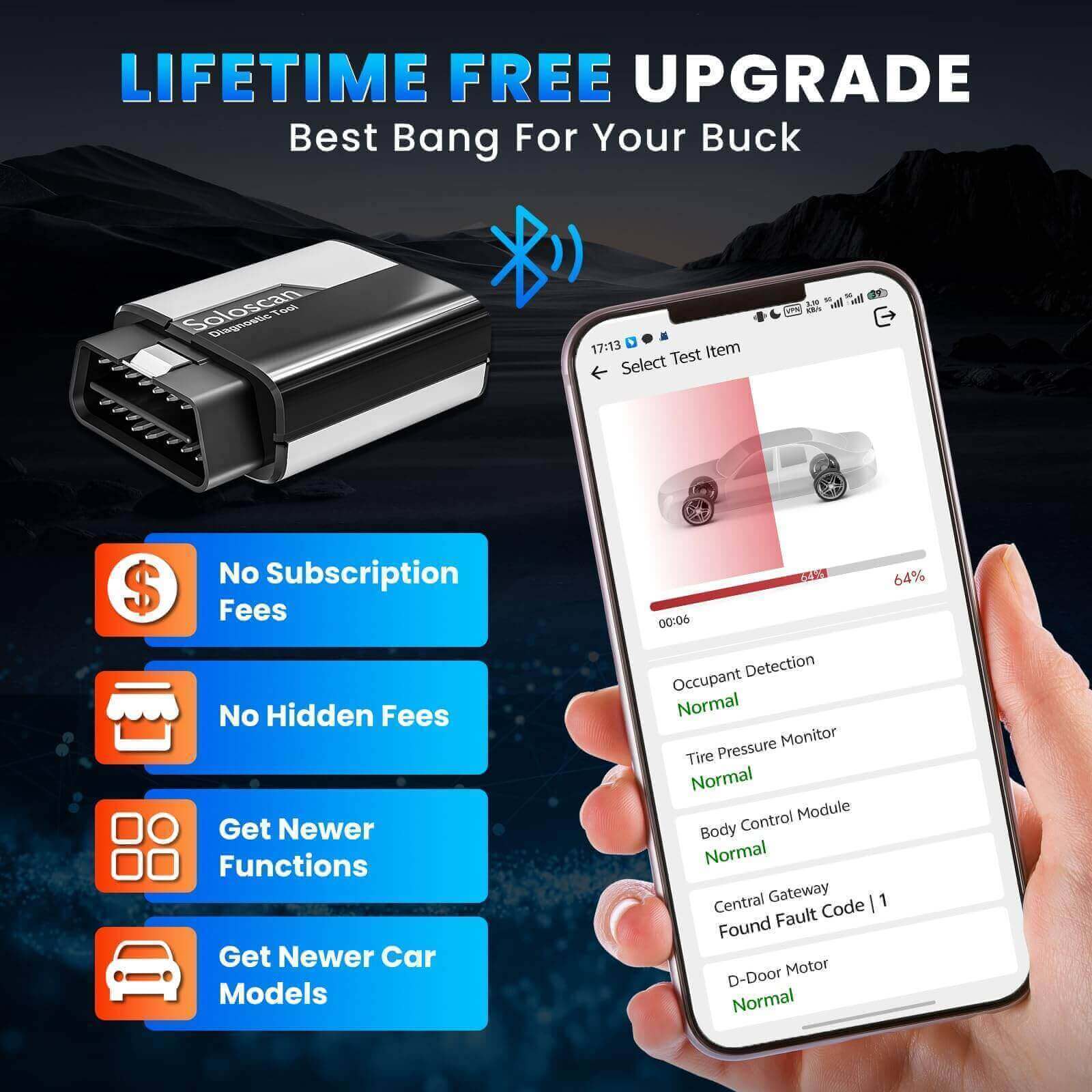KINGBOLEN SOLOSCAN OBD2 Bluetooth Scanner for GM & Chevrolet– Lifetime Free Updates, Bi-Directional Control, ECU Coding & Full System Diagnostics - Image 2