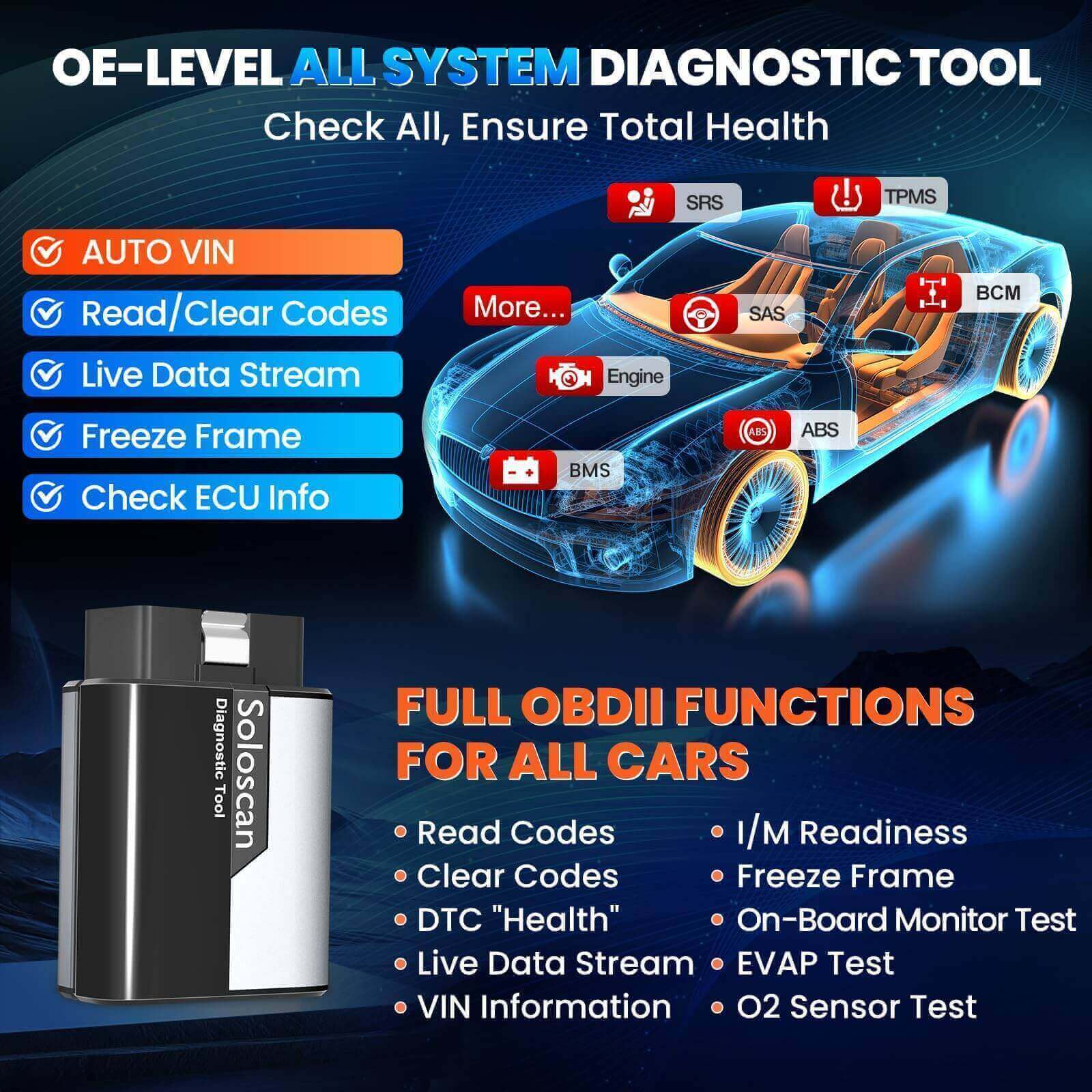KINGBOLEN SOLOSCAN OBD2 Bluetooth Scanner for GM & Chevrolet– Lifetime Free Updates, Bi-Directional Control, ECU Coding & Full System Diagnostics - Image 8