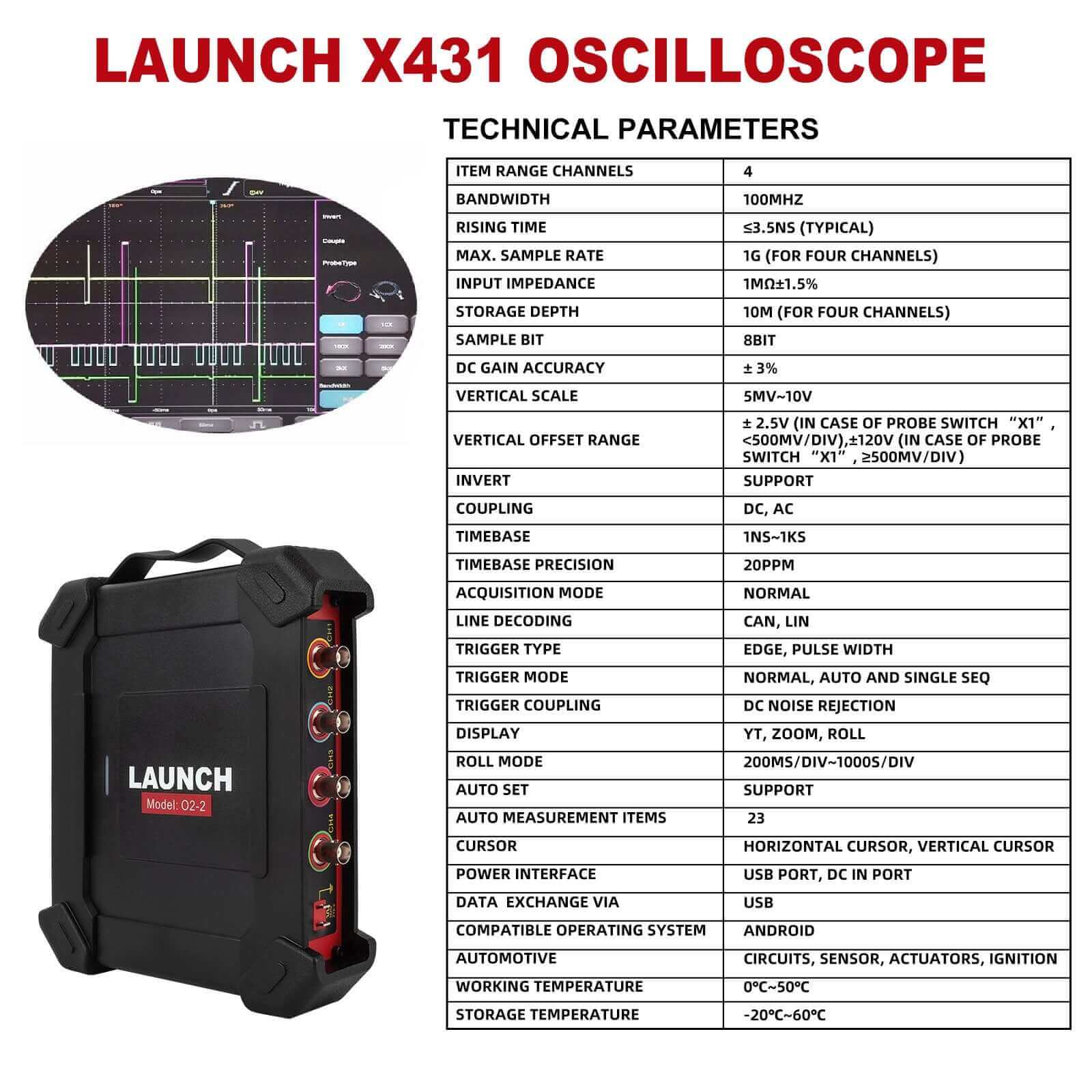 LAUNCH® x431 02-2 Scope Box Oscilloscope (4 Channels) Compatible With The X-431 - Image 2