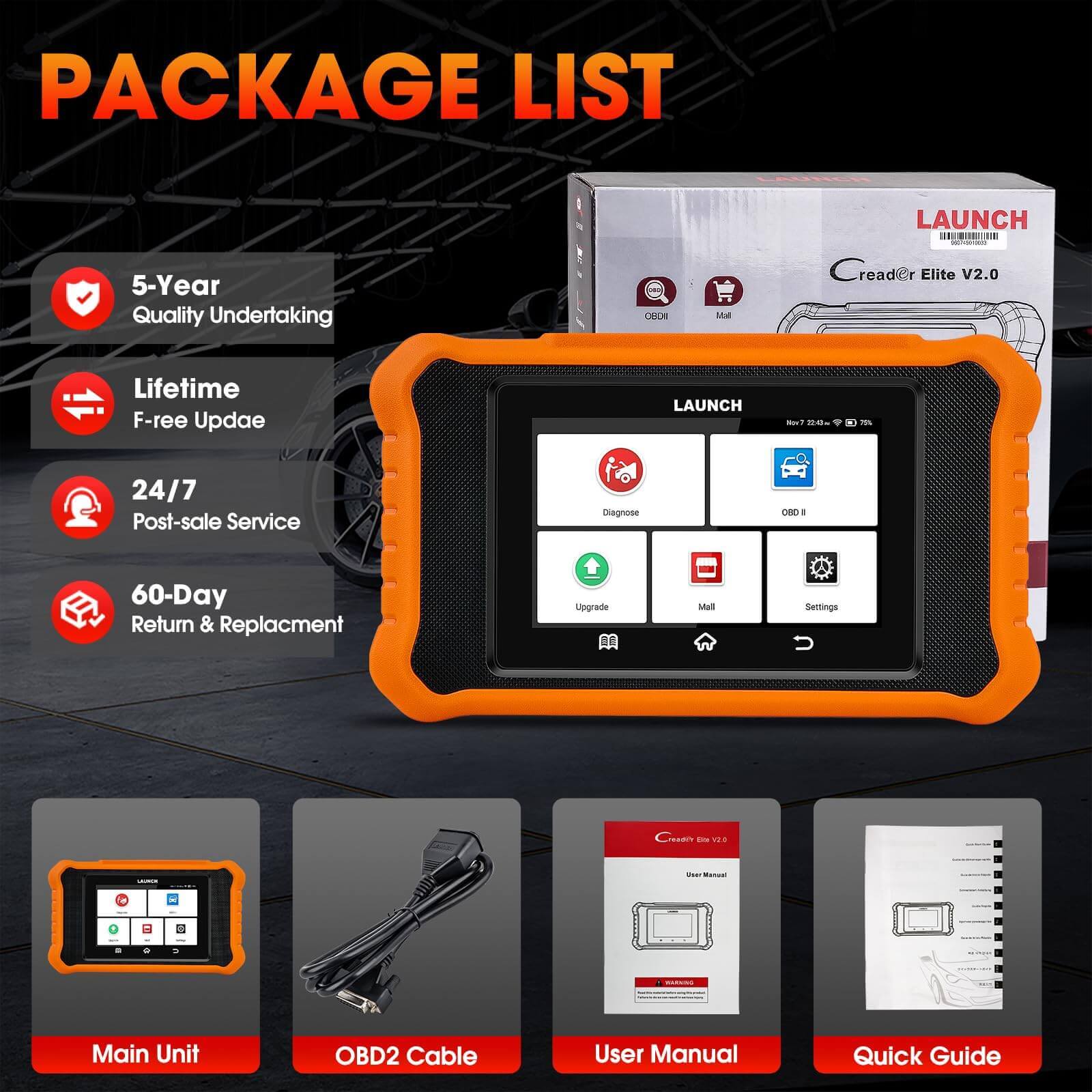 LAUNCH X431 Creader Elite 2.0 For BMW OBD2 Scanner Bi Directional Diagnostic Tool ABS DPF SRS Reset Code Reader(Support BMW, MINI, Rolls-Royce) - Image 8