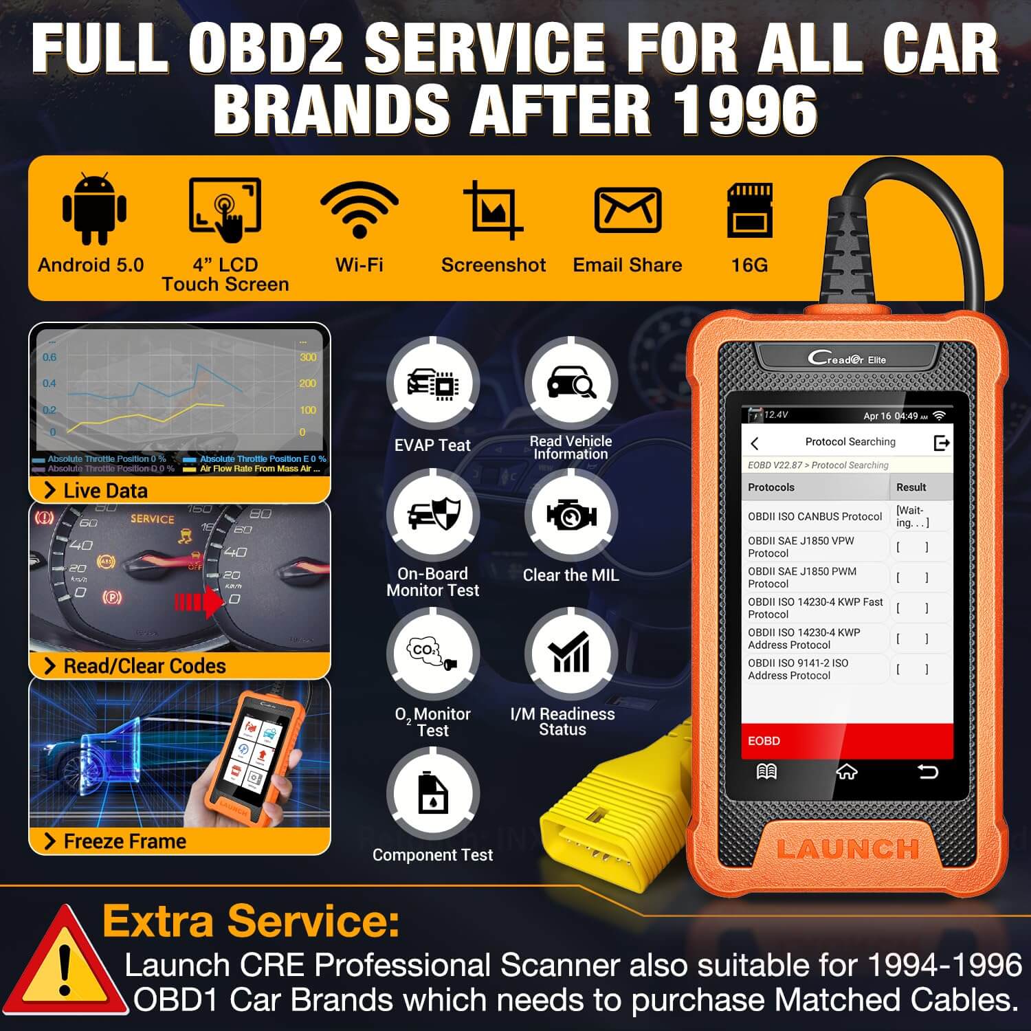 LAUNCH X431 Creader Elite for Chrysler Bidirectional Diagnostic Tool OBD2 Scanner ABS SRS DPF Oil Reset Code Reader(Support Chrysler, Dodge, Jeep) - Image 4