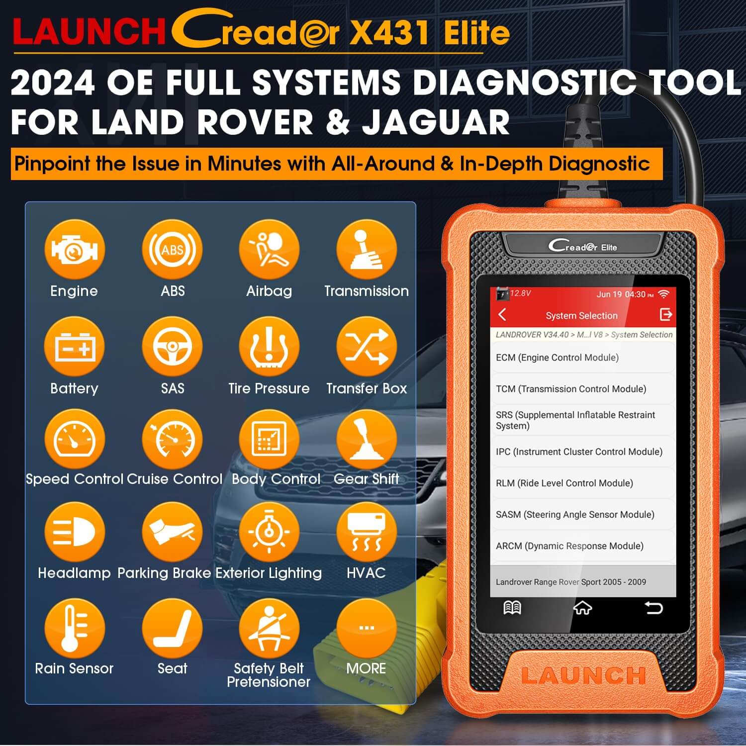 LAUNCH X431 Creader Elite For Land Rover Car OBD2 Scanner Bi directional Diagnostic Tool ALL System Code Reader(Support Land Rover, Jaguar) - Image 3