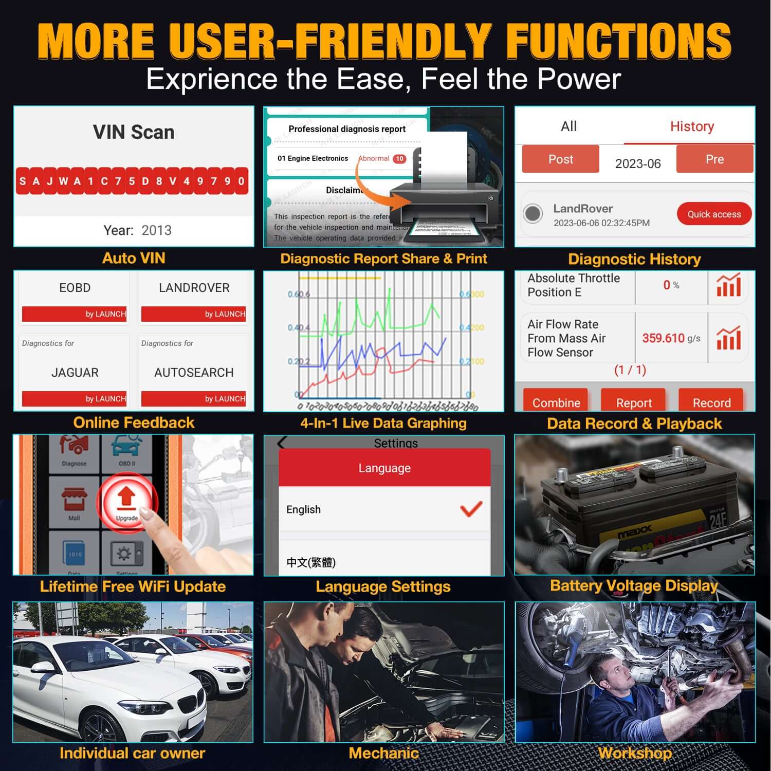 LAUNCH X431 Creader Elite For Land Rover Car OBD2 Scanner Bi directional Diagnostic Tool ALL System Code Reader(Support Land Rover, Jaguar) - Image 7