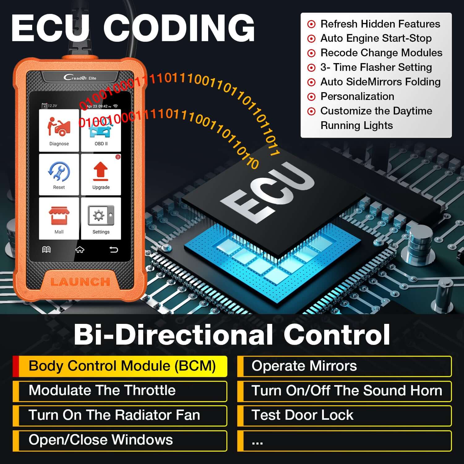 LAUNCH X431 Creader Elite for Mercedes Benz Bi directional Diagnostic Tool Full System OBD2 Code Reader(Support Mercedes-Benz, Maybach, SPRINTER) - Image 4
