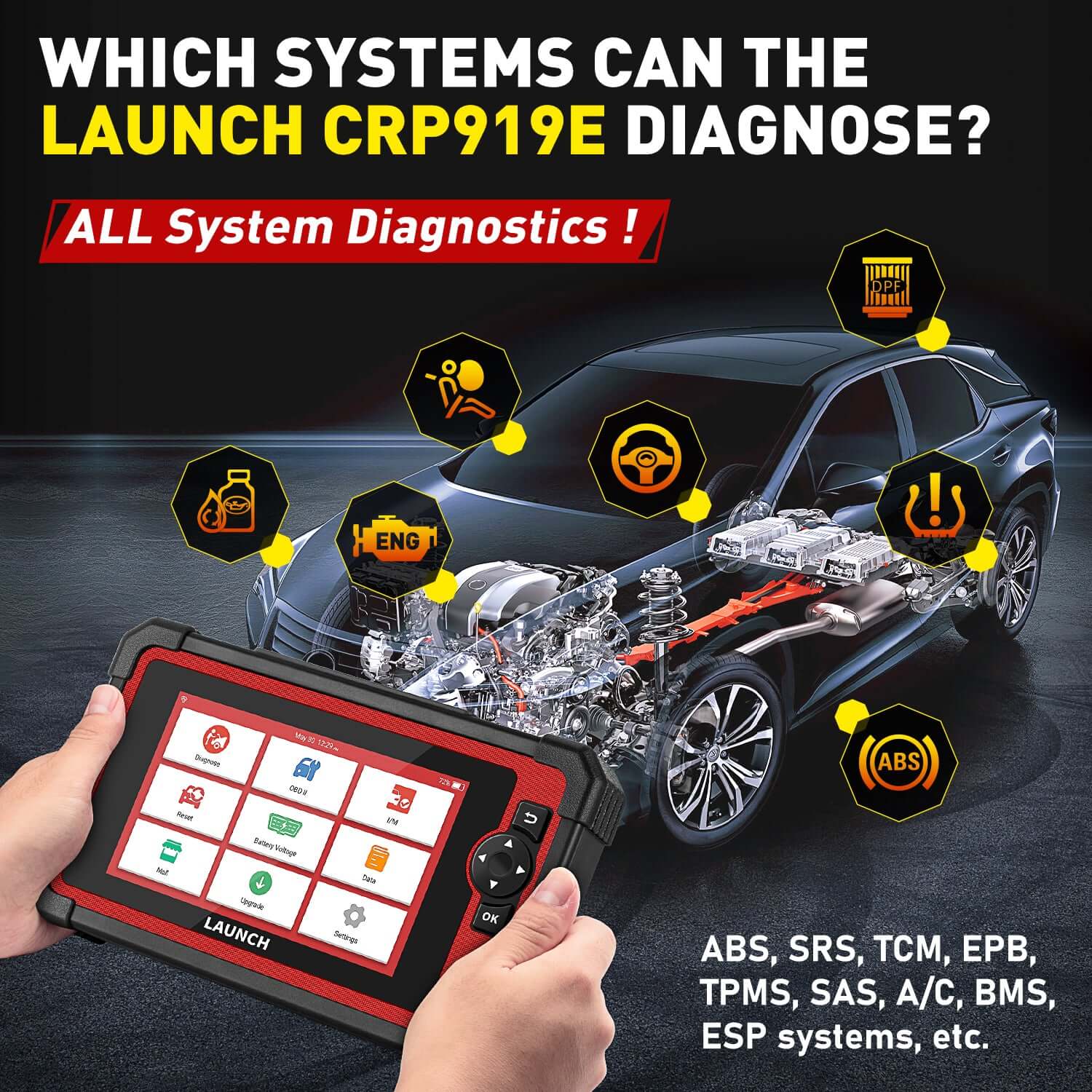 LAUNCH® CRP919E CAN-FD OBD2 Sanner with Bi-directional and ECU Coding - Image 4