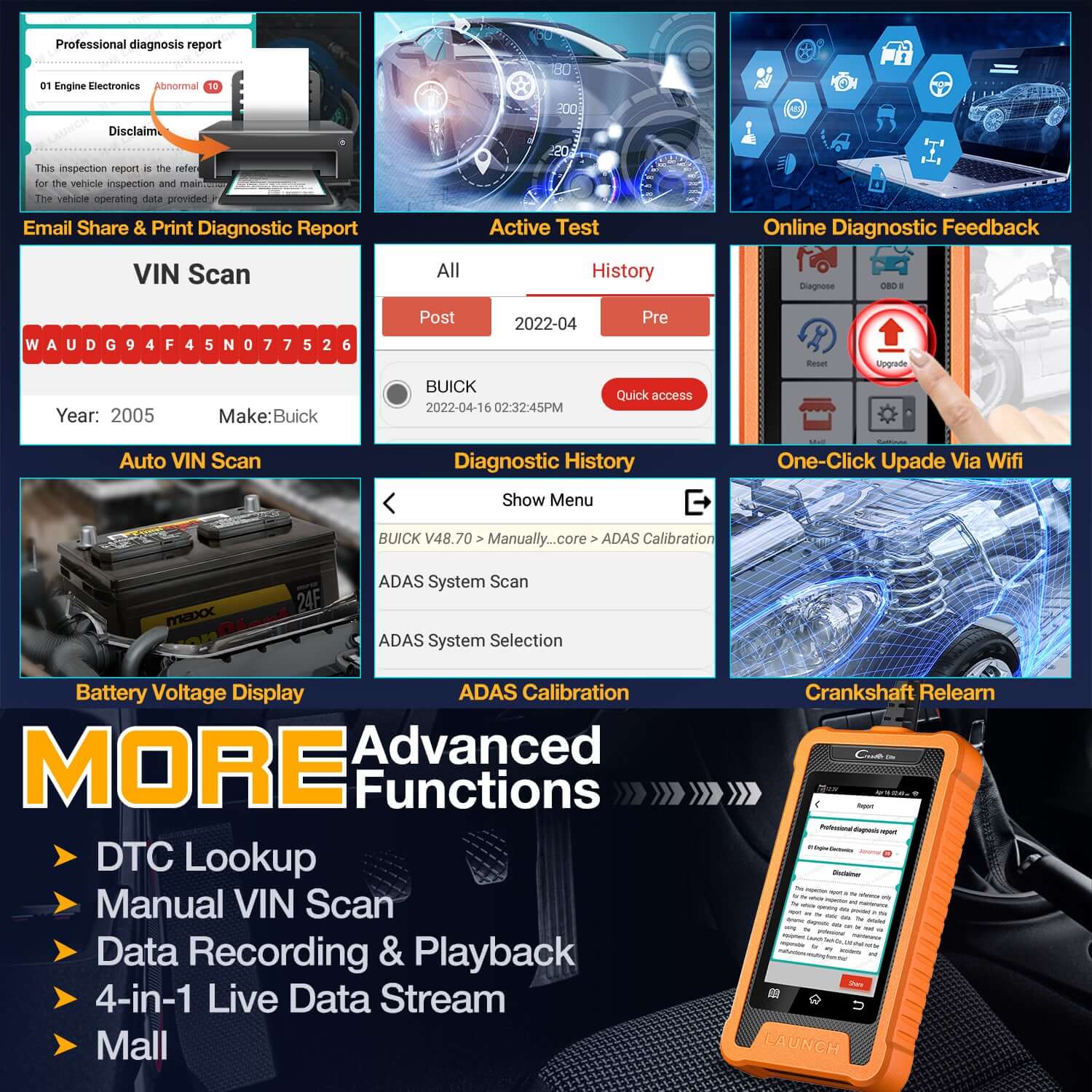 LAUNCH X431 Creader Elite For GM Professional Code Reader Bi directional Diagnostic Tool (Support Buick, Chevrolet, China Chevrolet, Cadillac, SGM, GMC) - Image 5