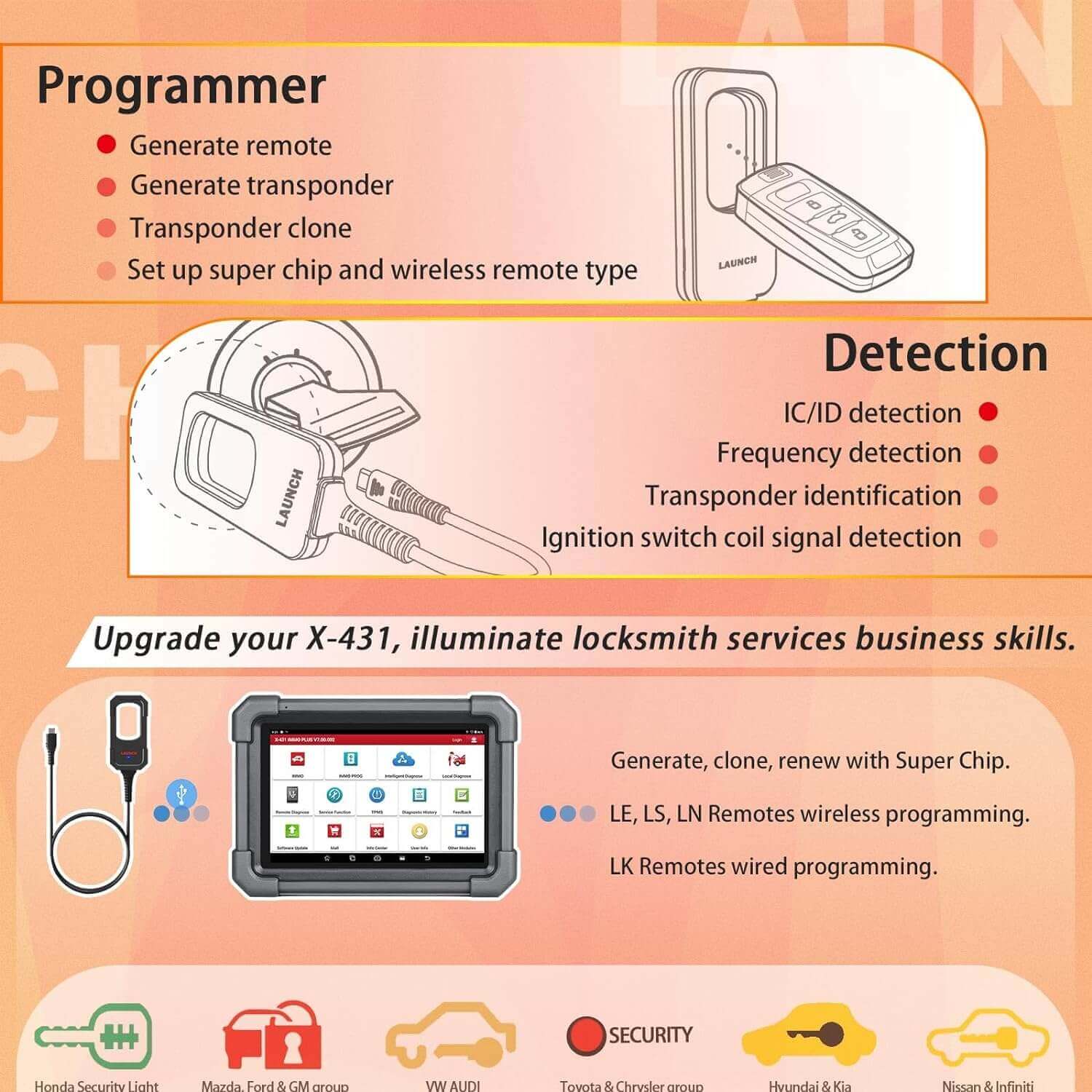 Launch X431 Key Programmer Remote Maker with 4PCS Universal Remote Key and 1PCS Super Chip for X431 IMMO Elte/IMMO Plus/pad V - Image 3