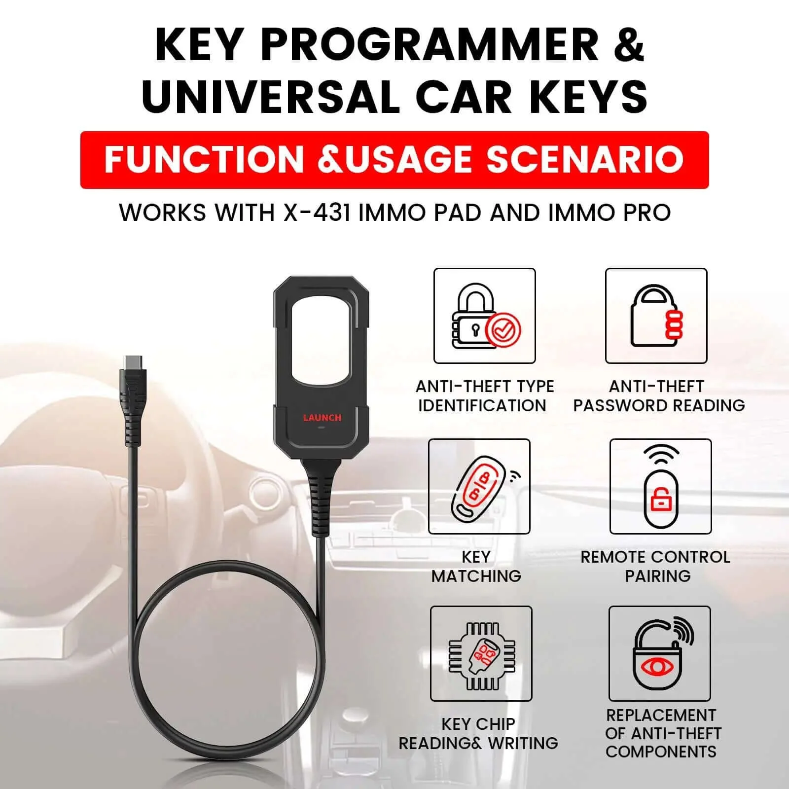Launch X431 Key Programmer Remote Maker with 4PCS Universal Remote Key and 1PCS Super Chip for X431 IMMO Elte/IMMO Plus/pad V - Image 7